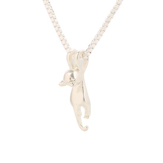 Женское посеребренное ожерелье-подвеска с милым прыгающим котом Matte