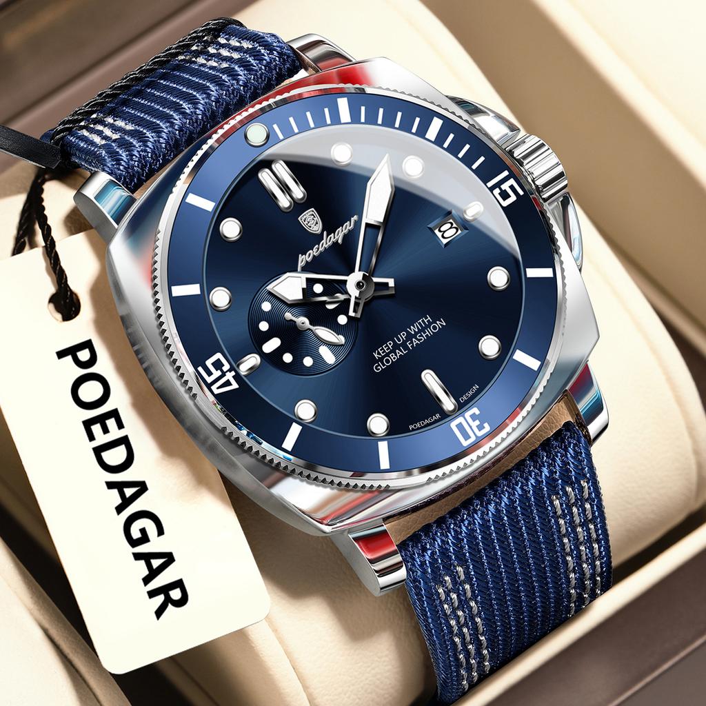 Luxury Trendy Man Wristwatch Square Dial Waterproof Luminous Date Week Men Watch Simple Business Quartz Leather Men's Watches Reloj