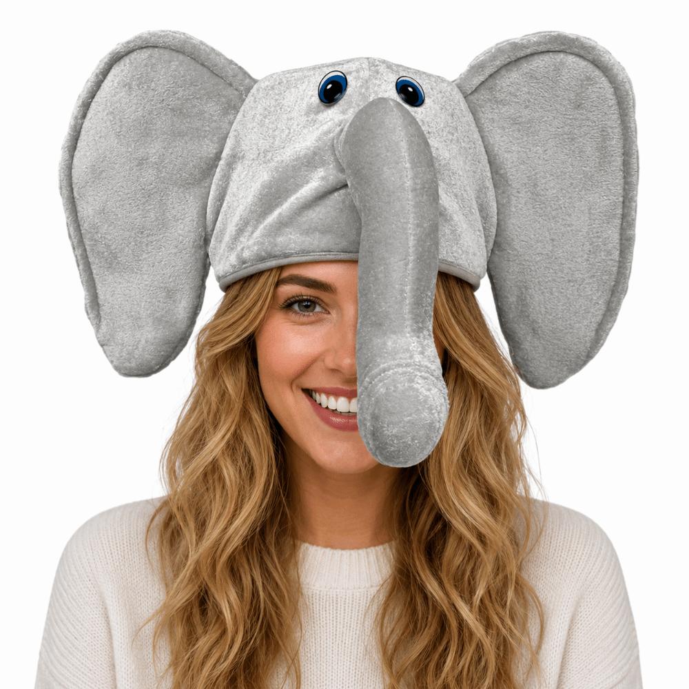 Cute Plush Animal Hat Cartoon Elephant Head Cover Gift Elephant Trunk Cap Carnivals
