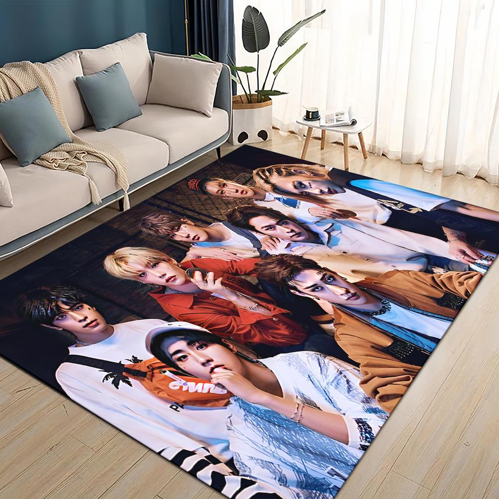 SKZ Kpop Stray Kids Star Cartoon 3D Carpet Rug for Living Room Bedroom Home Sofa Decoration,Kids Play Non-slip Floor Mat