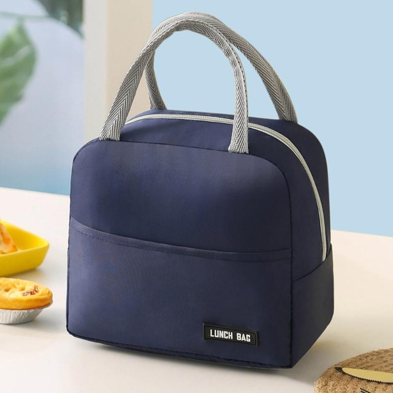 Stylish Insulated Lunch Bag Solid Color Casual Lunch Box Cooling Handbag for School Office or Outdoor Adventures