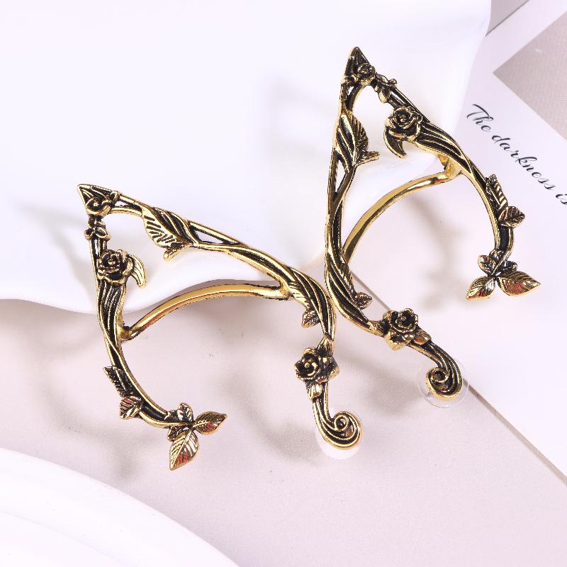 Goth Fairy Elf Ear Cuff Earrings Women Statement Vintage Piercing Clip Earring Halloween Party Jewelry Gift