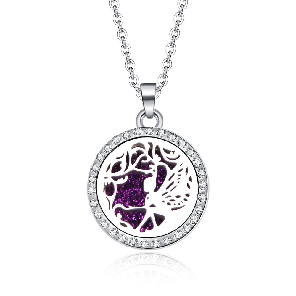 In-Stock Aromatherapy Hollow Diamond Pendant Necklace