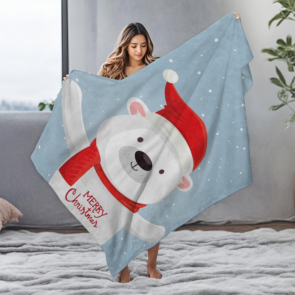 Tuniu Merry Christmas Plush Teddy Bear Kids Fleece Blanket Sofa Bed Throw Warm Soft Cute Gift