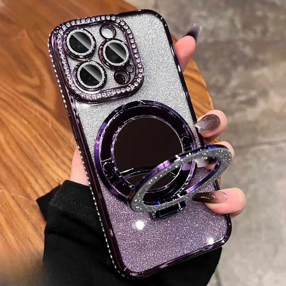 

iPhone 16 стразы покрытие флэш-порошок подходит для Apple 15 Promax мобильный телефон чехол зеркало магнитный кронштейн 14 полный пакет Apple 16Pro