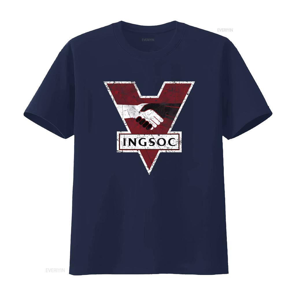 1984 George Orwell INGSOC T shirt vintage Washed designer clothes Soft streetwear Top For Everyday Wear graphic Versatile homme