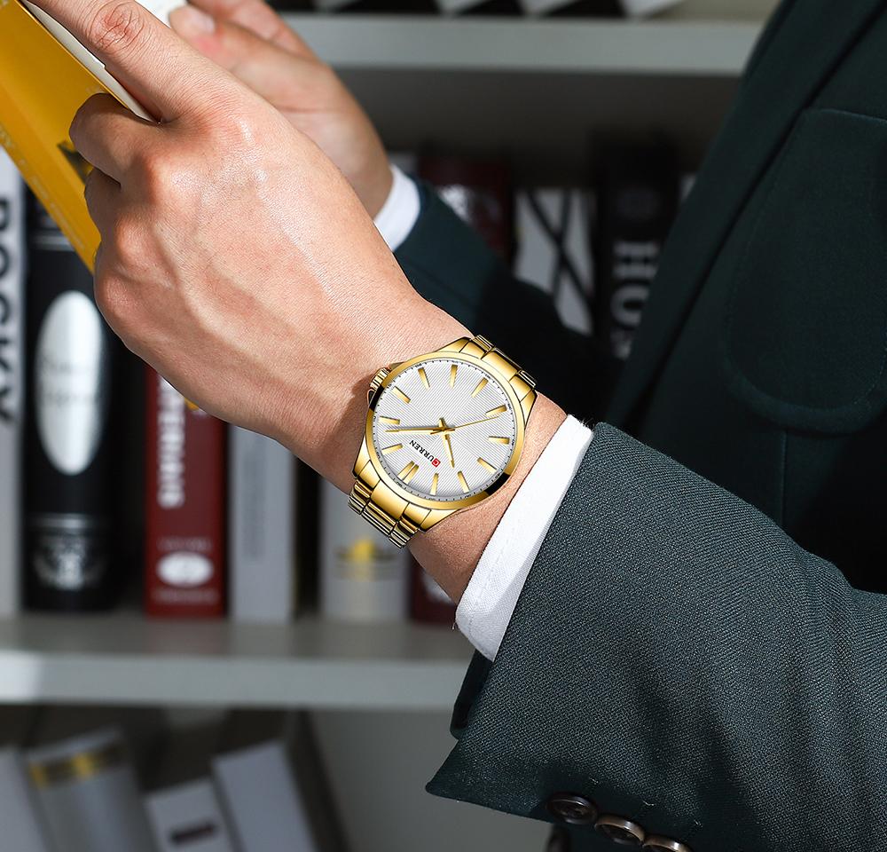 CURREN Mens Watches Top Brand Luxury Stainless Steel Band Watch for Men CURREN Wristwatch Fashion Business Quartz Clock Man Waterproof