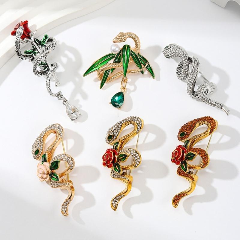Vintage Rose Snake Brooches Artistic Snake Brooch Charm For Women And Men A Perfect Addition To Any Ensembles