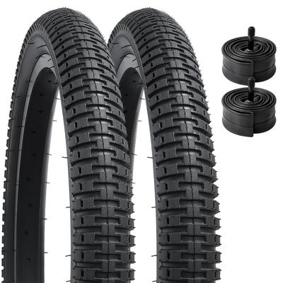 YunSCM Set of 2, 14x2.4 Tires, 14x2.4 60-254 Bicycle Tires + Tubes with 32mm American Valves + Rim Tape, Tires 14 2.4, Y-027