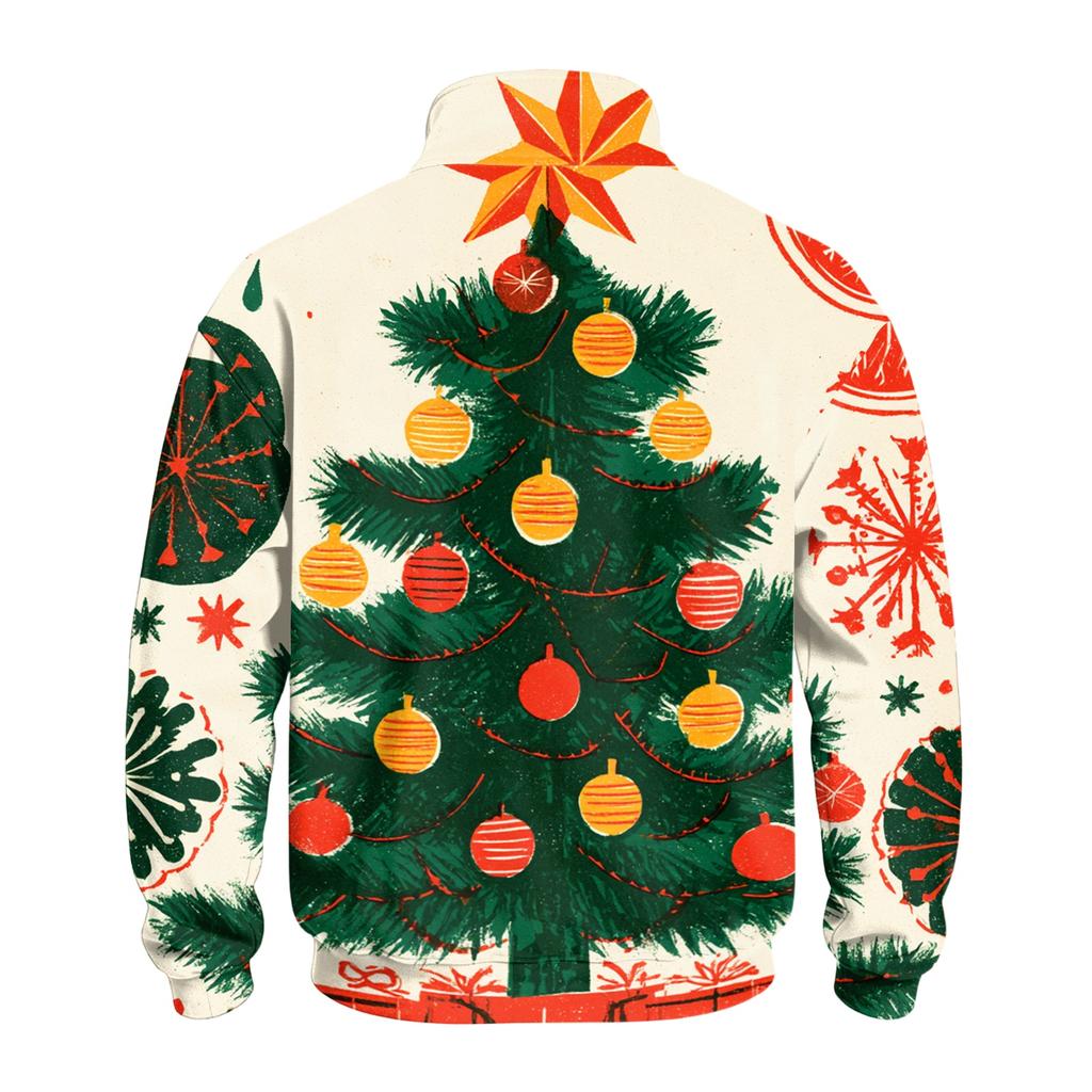 Men's Casual 1/4 Zip Mock Neck Sweatshirt with Christmas Print Pullover