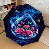 1pc Flowers Butterfly Automatic Open/Close Umbrella Compact Folding Umbrella with 8-Rib Shaft for Women/Men, Portable Travel Umbrella,1187S