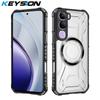KEYSION Průhledný magnetický kryt pro VIVO V40 Lite Silikon+PC Odolný nárazuvzdorný kryt na telefon pro VIVO Y200 5G