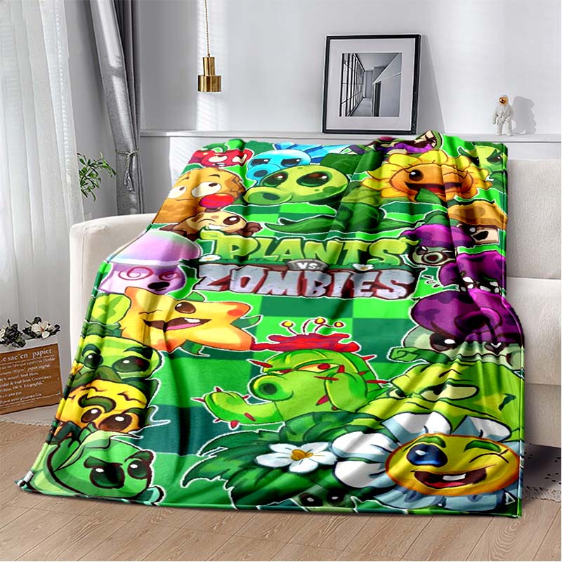 Coperta in Flanella Stampa P-Plants Vs Z-Zombi Morbida Calda Plaid Leggera Accogliente Coperta per Camera da Letto Divano Viaggio Casa Decorazione Festiva Regalo