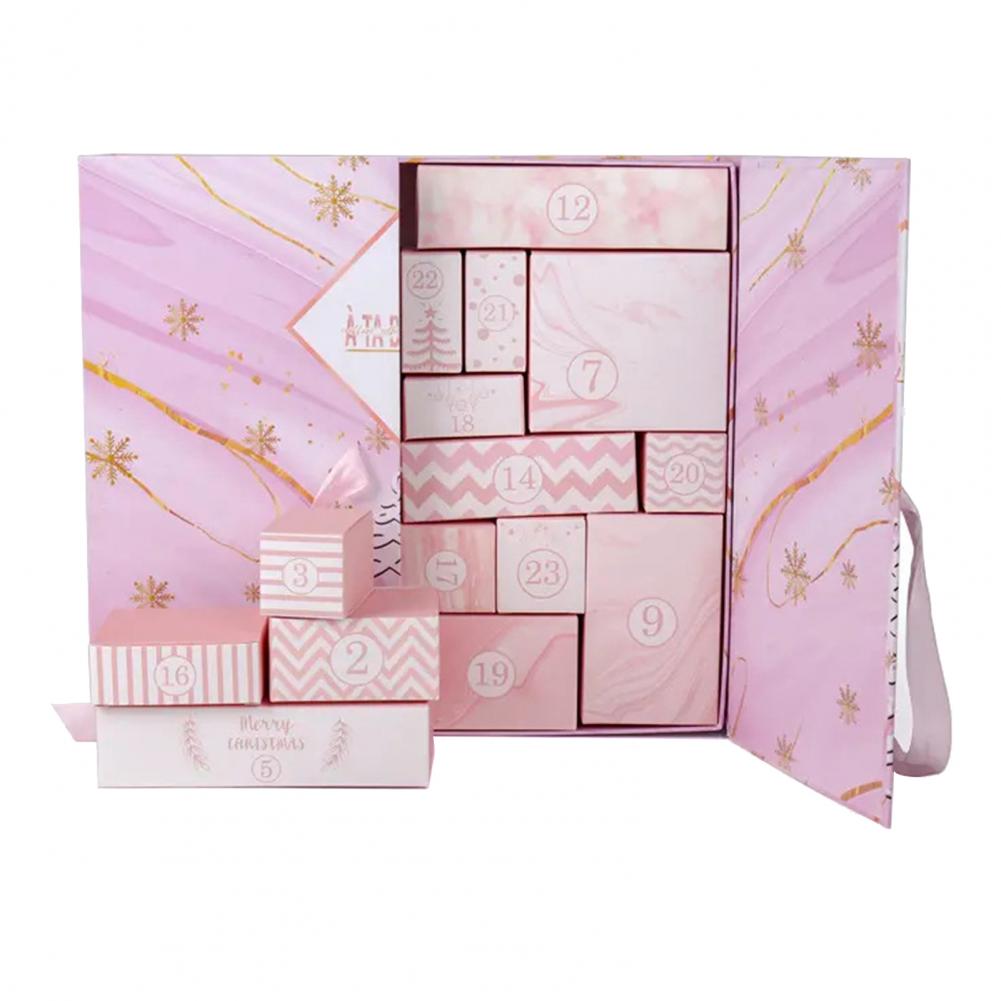 

Коробки для рождественского адвент-календаря своими руками 2025 Пустая коробка для заполнения 24-дневный рождественский календарь обратного отсчета Рождественская подарочная коробка One Size розовый