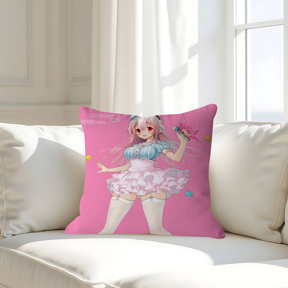 

Anime Super Sonico Pillow Case Removable Washable Cushion Cover – All-Season Soft Linen 16x16Inch