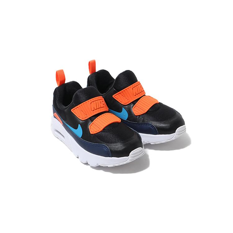 Nike Air Max 90 Kids Lifestyle Shoes Black Orange Blue Children Aged 3 7 Years Old 881927-020