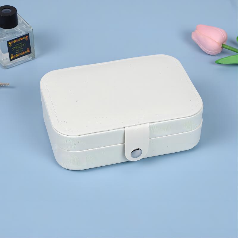 Compact Dustproof Jewelry Box for Earrings, Necklaces, and Rings - Double Layer Antioxidant Storage Solution