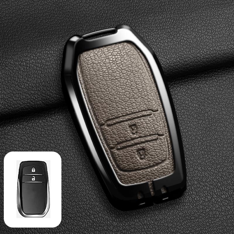 Alloy Leather Car Key Case Full Cover Shell Fob For Toyota CHR Hilux Fortuner Land Cruiser 200 Camry Corolla Crown RAV4 Highland