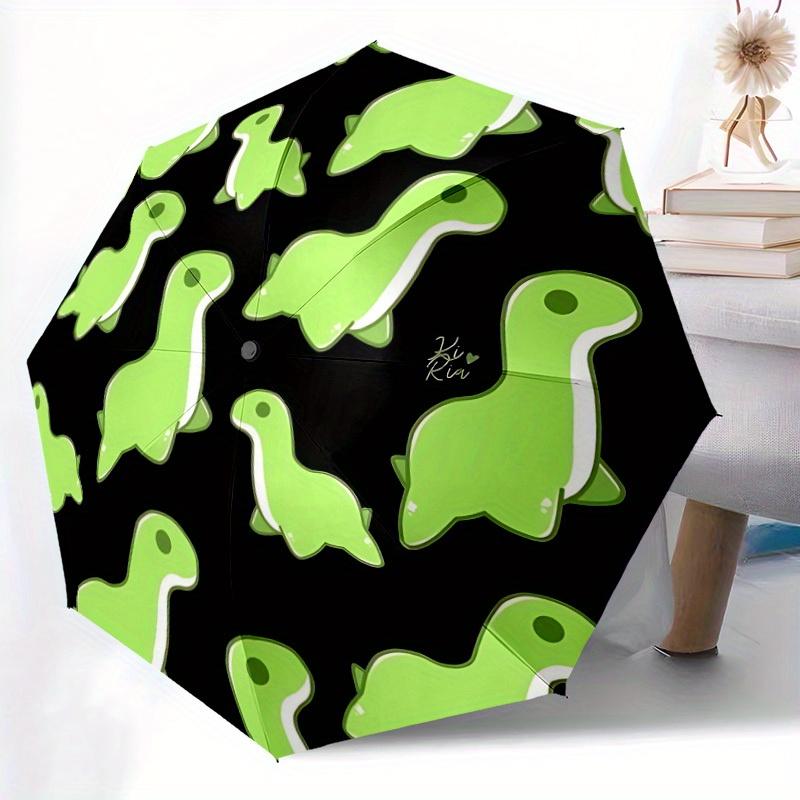 1pc Dino Green Automatic Open/Close, Foldable Compact Umbrella with 8-Rib Shaft, Perfect Gift For Men And Women, Casual Style, Vibrant Motif