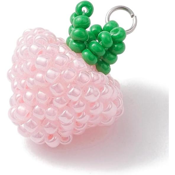

DanLingJewelry 5Pcs Pink Strawberry Charms Glass Seed Beads Pendants Glass Fruit Food Charms for Jewelry Keychain Making