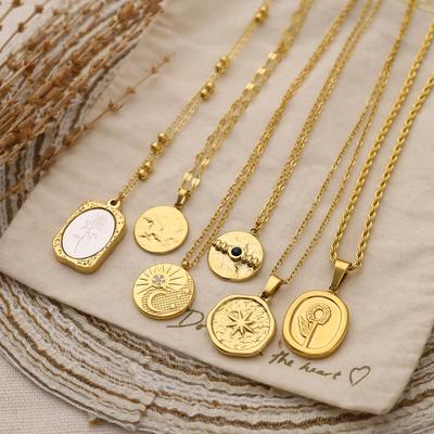 Francuska Moda Retro Biżuteria Stal Nierdzewna Pozłacana Gładki Łańcuszek Wisiorek Tytanowy Stalowy Naszyjnik Nie Bladnie Damska Biżuteria Wysokiej Klasy