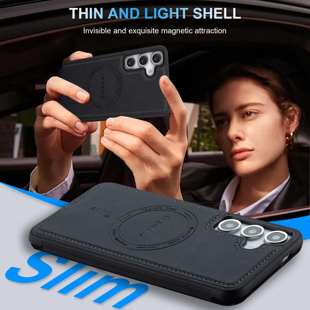 LC.IMEEKE L6 For Samsung Galaxy A35 5G Case PU Leather Coated PC TPU Phone Cover Magnetic Case