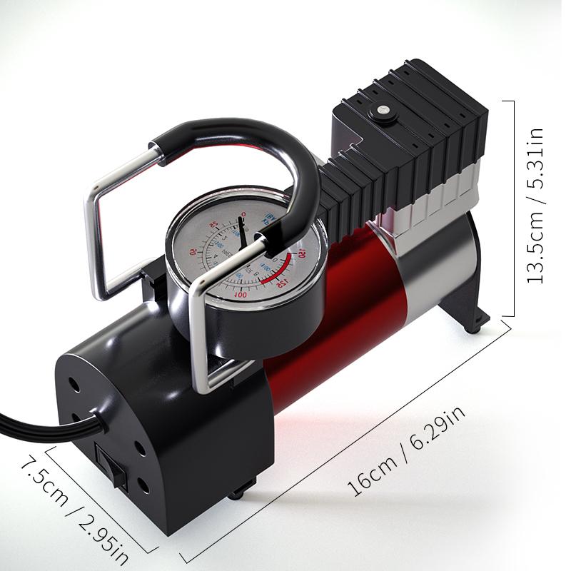 12 V Araba Lastik Pompası Silindir Güç Sistemi Mini Hava Kompresörü Otomatik Şişme Pompa Ağır Hizmet Deluxe Taşınabilir Metal Hava Kompresörü