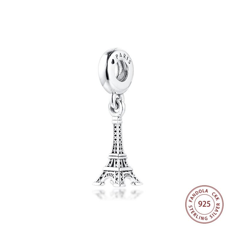 Fits Europe Bracelet Argent 925 Sterling Silver Eiffel Tower Dangle Beads DIY Jewelry Making