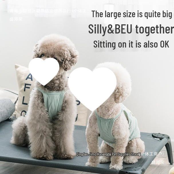 Small Dog Foldable Off-Ground Mesh Bed - Four Seasons Universal Teddy Camp Bed with Replacement Cloth