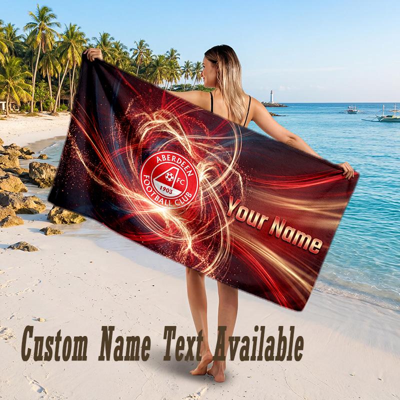 Aberdeen FC Design Beach Towel Custom Text Large Towel for Beach Vacation