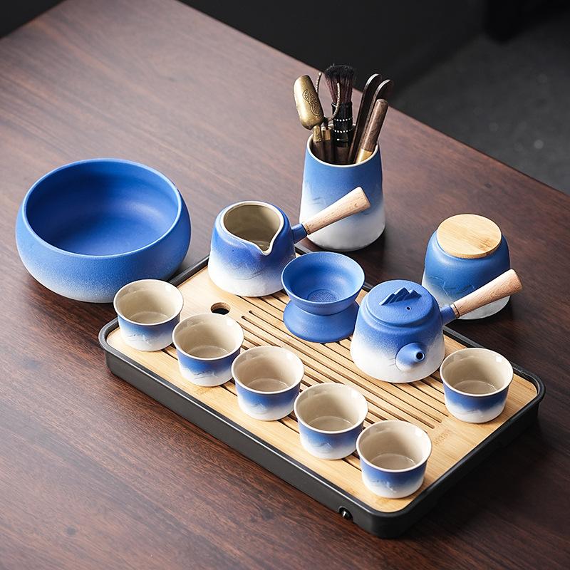 Light Luxury Simple Car Pot Six Cups Portable Creative Business Gift Tea Set Light Luxury Gradual Change Side Pot