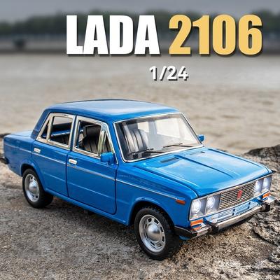 Simulation 1:24 LADA Vintage Car Model Die Casting Metal Toys Vehicles Sound and Light Children Boys Gift Voiture Miniature