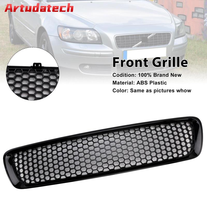 Artudatech Gloss Black Front Bumper Honeycomb Grille Grill Fit Volvo S40 V50 2004-2007