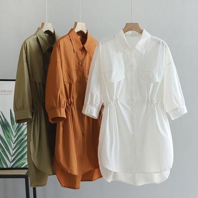 Літня вільна сукня-сорочка на талії, жіночий топ у корейському стилі