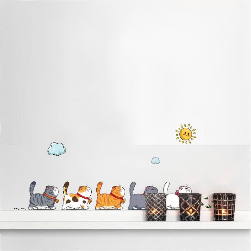 Wandaufkleber Katzen Selbstklebend Kinder Wandtattoos Kunst Wandbilder Für Wohnzimmer Cartoon Schlafzimmer Toilette Hauswand DIY Deko