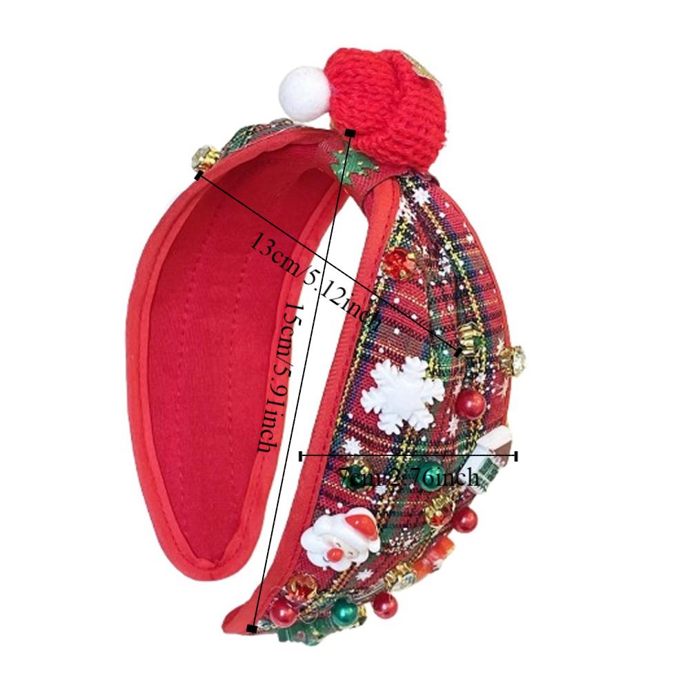 Fashion Rhinestone Knot Headband Wide Edge Pearl Beads Hair Band Christmas Hairband Holiday