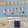 5pcs Stainless Steel Foldable 3-Shaped Hook Clips - Multifunctional Clothes Drying Clips with Non-Slip, Non-Marking, Rust-Proof Design - Perfect