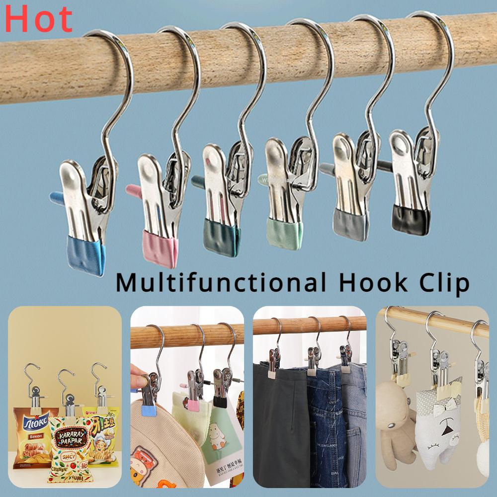 5pcs Stainless Steel Foldable 3-Shaped Hook Clips - Multifunctional Clothes Drying Clips with Non-Slip, Non-Marking, Rust-Proof Design - Perfect