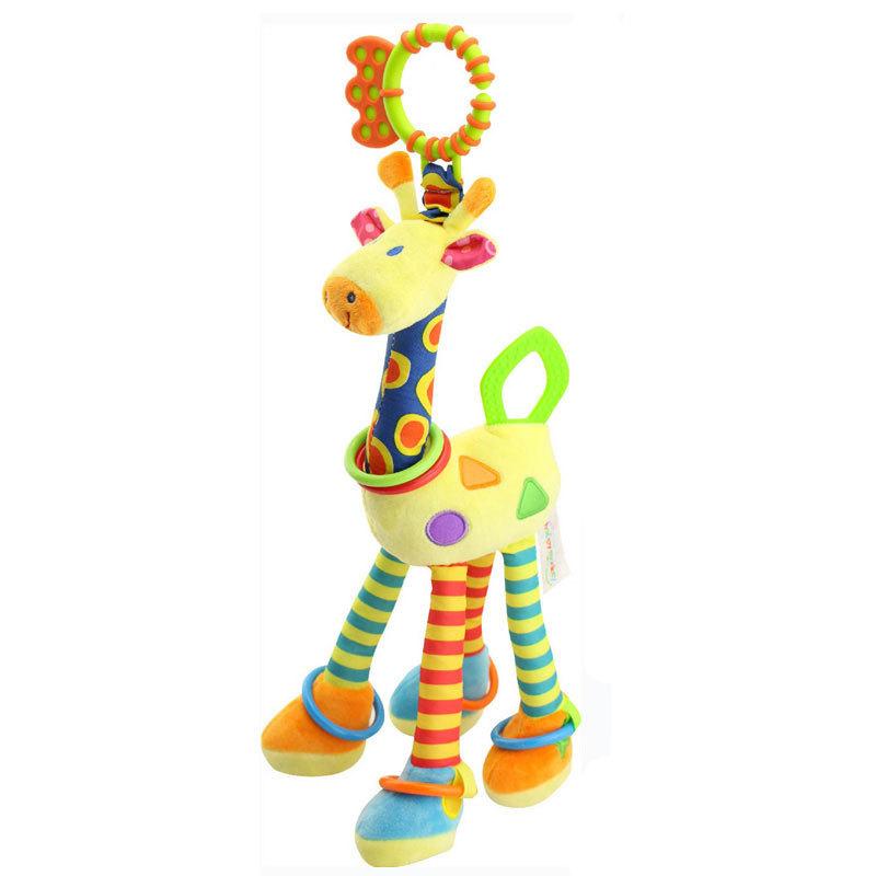 1pcs Random Soft Giraffe Handbells Rattles Plush Infant Baby Development Handle Toys WIth Teether Baby Toy For Newborn Gifts