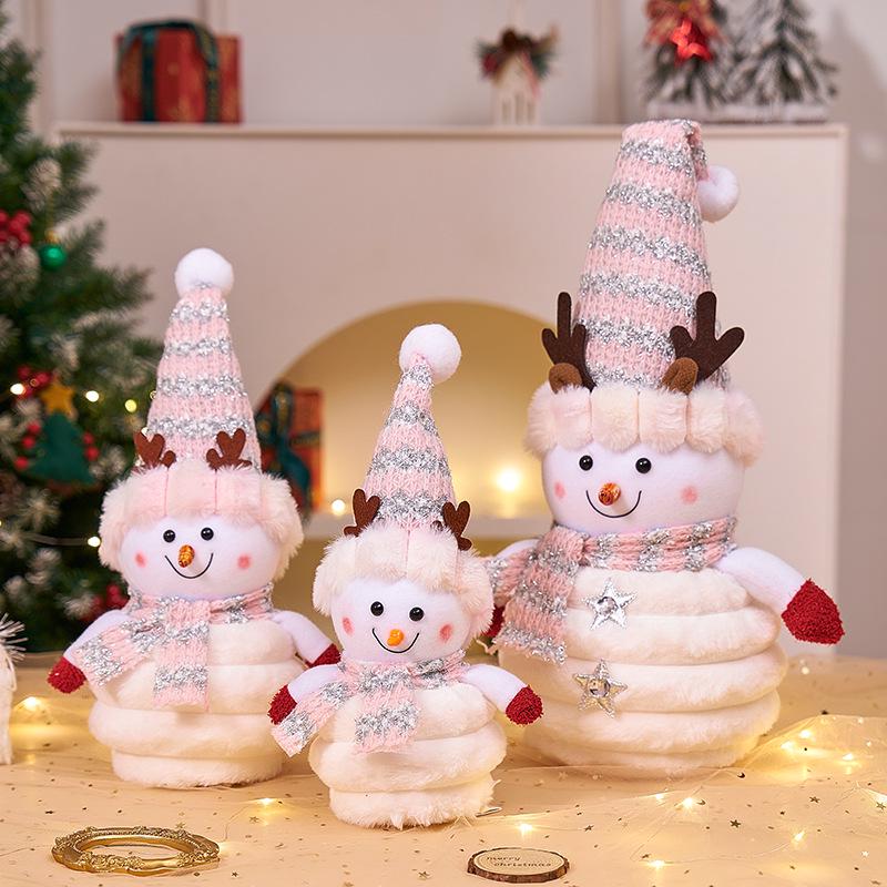 Christmas Snowman Plush Ornaments and Santa Doll Photo Props for Store Displays