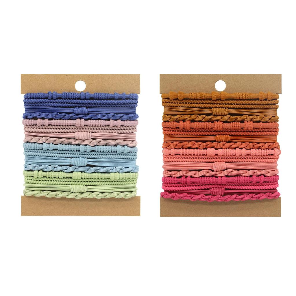 Bohemian 24-Piece Hair Ties Set - High Elastic Elegant Ponytail Accessories & Bracelets