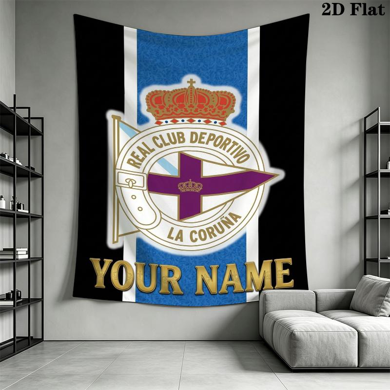 Custom Name Real Club Deportivo Wall Tapestry Aesthetic Wall Hanging Printed Fabric Blanket Decorative Tapestries for Bedroom Living Room Home Decor