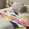 Thick Warm Flannel Blanket Abstract Art Design, Soft Skin-Friendly Blanket for Couch, Bed, Guest Room, Christmas & Halloween Use