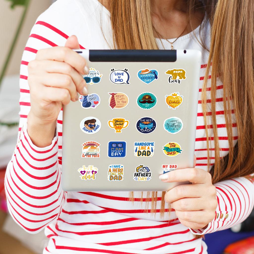 50 PCS Father's Day Stickers - Creative Text Decals for Cards, Gifts, Travel DIY