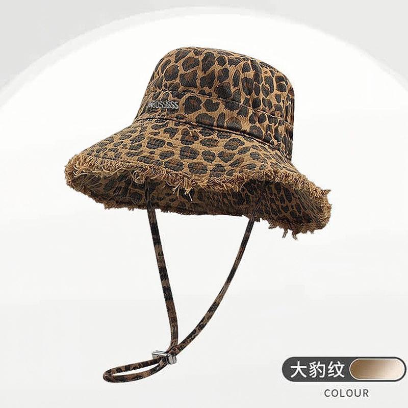 

Леопардовый принт горячая девушка шляпа-ведро с необработанным краем модная универсальная уличная складная шляпа от солнца Adjustable