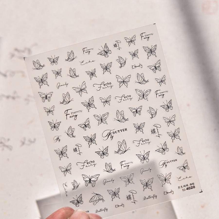 Adesivi per Unghie Farfalla Sottili Resistenti Bianco e Nero Fai da Te Creazione Adesivi Decorativi Creativi