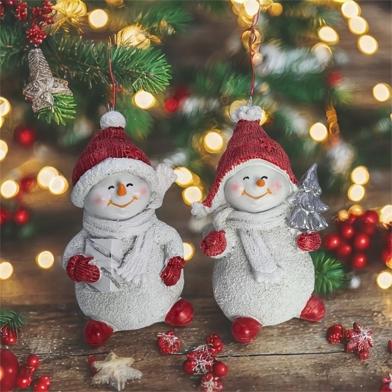 Tiny Snowman Figurine Tabletop Ornament Miniature Resin Snowman Sculpture For Mantels Porch Holiday Party Centerpieces