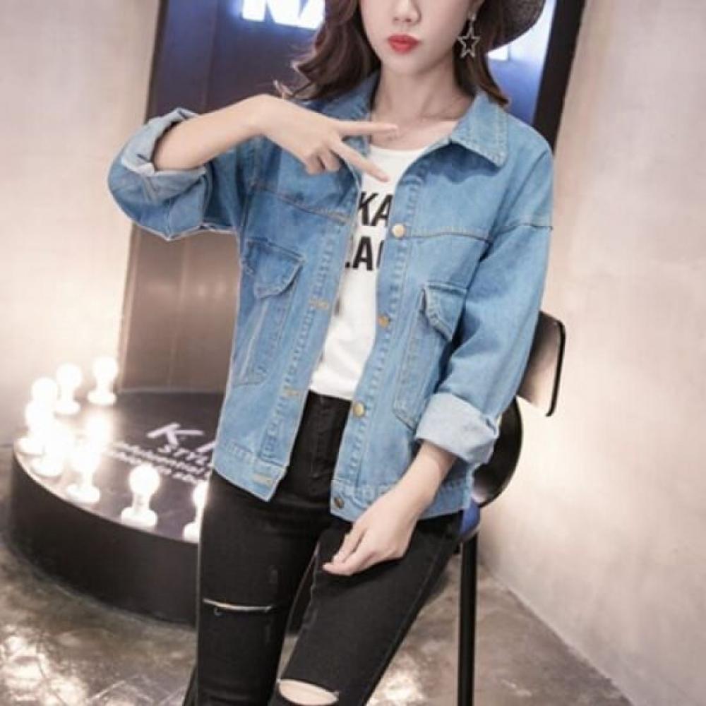 Navava Retro Casual Pocket Long Sleeve Denim Jacket Nb2461