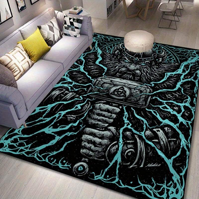 

Norse Warrior Rug with Lightning Effects | Fantasy Themed Carpets | Bold Living Room Decor Skid resistant carpet 50x80cm