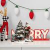 Babbo Natale e Renne Display da Tavolo in Acrilico Decorazione Natalizia con Base